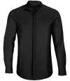 03792 Bart NEOBLU Bart Mao Collar Long Sleeve Poplin Shirt Deep Black colour image
